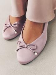 Dusky Pink Forever Comfort® Bridesmaid Pear Bow Detail Ballerinas - Image 6 of 11