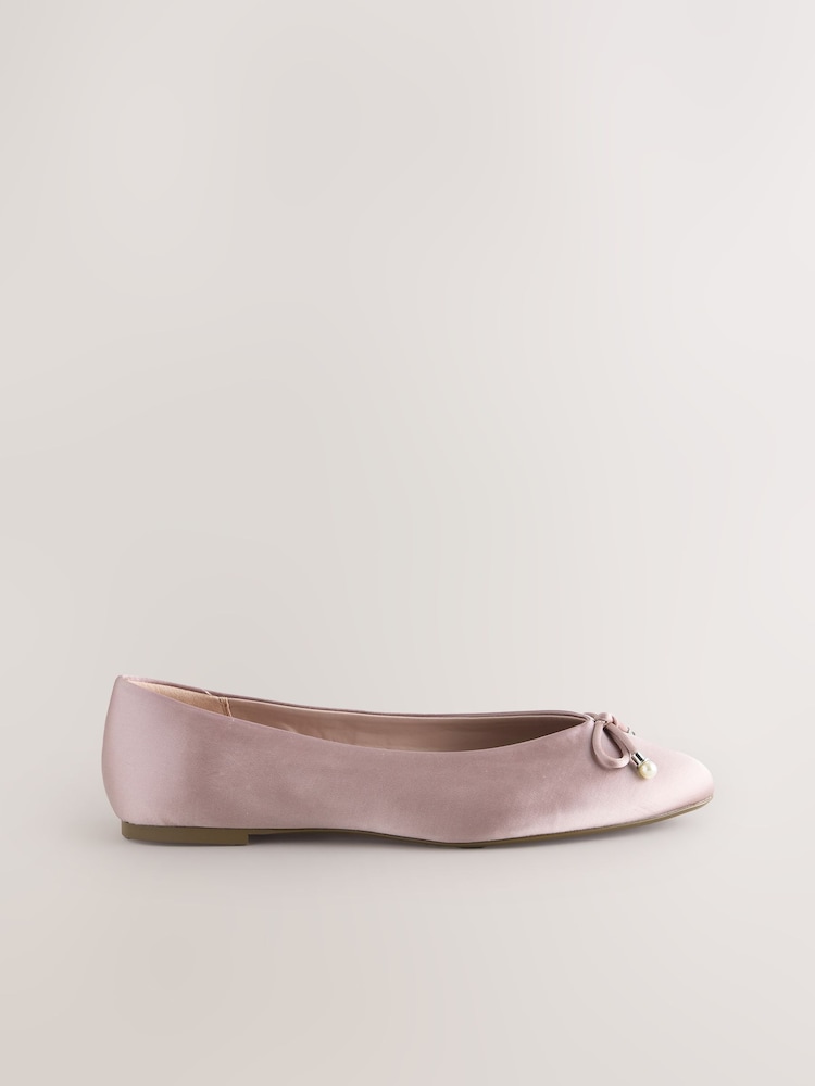 Dusky Pink Forever Comfort® Bridesmaid Pear Bow Detail Ballerinas - Image 9 of 11