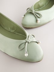 Sage Green Forever Comfort® Bridesmaid Pear Bow Detail Ballerinas - Image 11 of 11