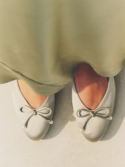 Sage Green Forever Comfort® Bridesmaid Pear Bow Detail Ballerinas - Image 5 of 11