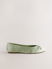 Sage Green Forever Comfort® Bridesmaid Pear Bow Detail Ballerinas - Image 9 of 11