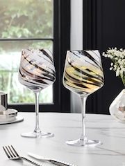 Set of 2 Black Confetti Swirl Wine Glasses - Image 1 of 3