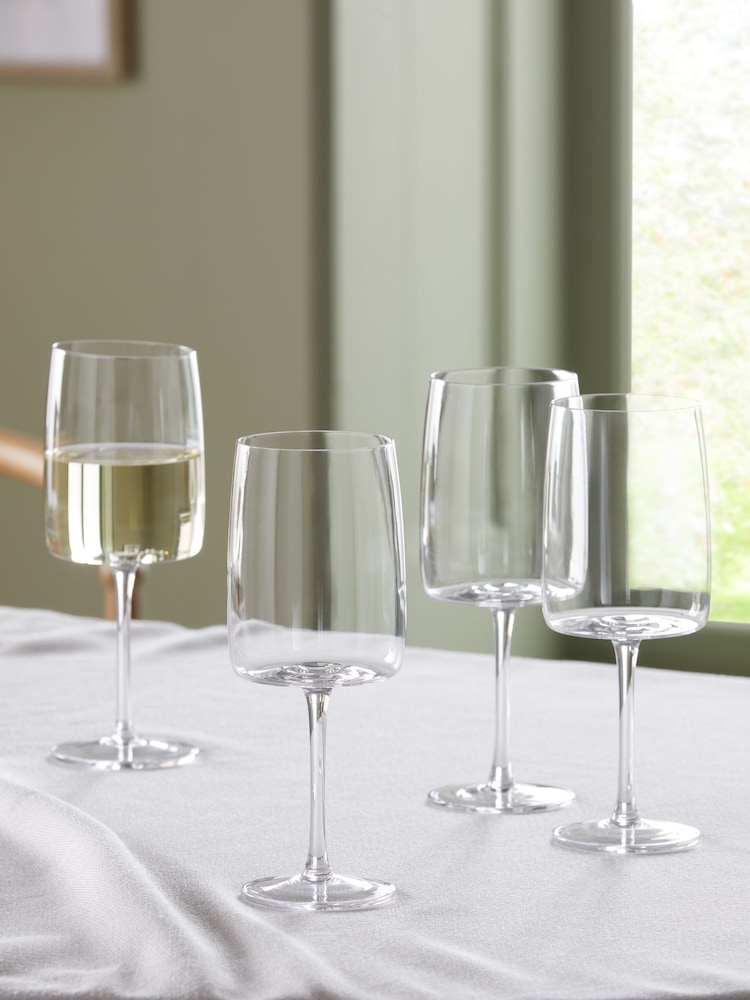Clear Angular Set of 4 Red Wine Glasses - Image 1 of 3