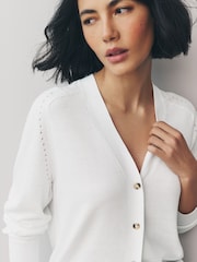 White Soft Touch Button Up Knitted Cardigan - Image 4 of 8