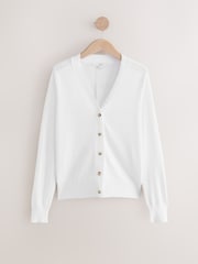 White Soft Touch Button Up Knitted Cardigan - Image 5 of 8