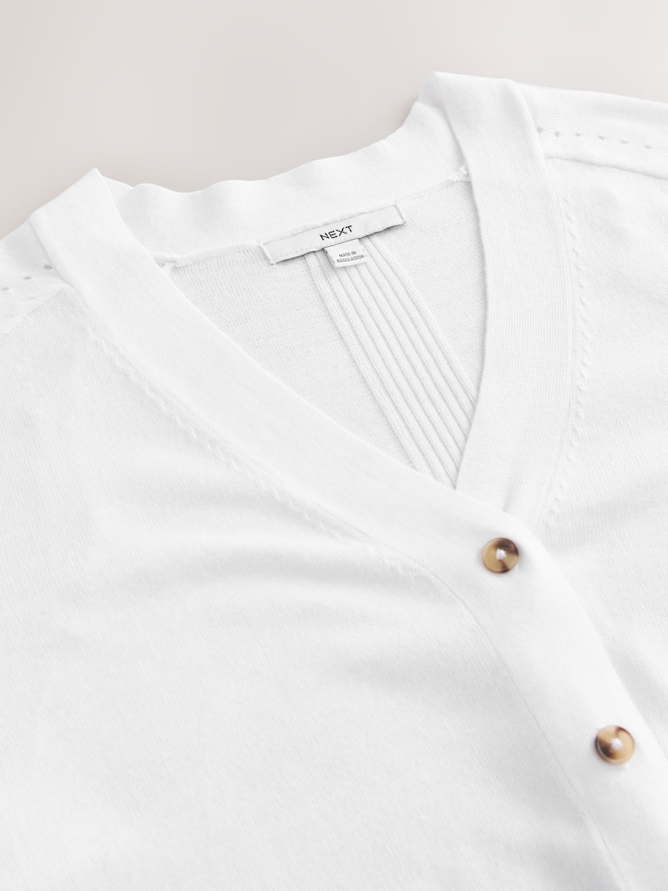 White Soft Touch Button Up Knitted Cardigan - Image 6 of 8