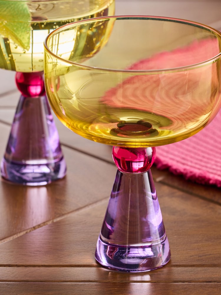Set of 2 Multi Aubrie Bright Cocktail Glasses - Image 2 of 3