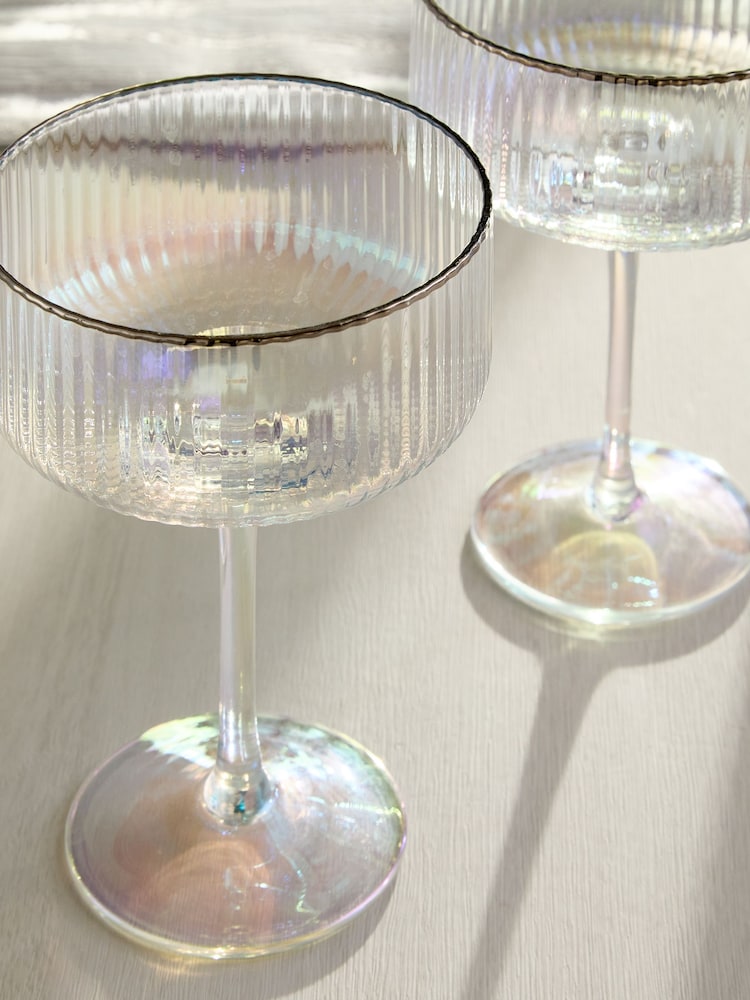 Set of 2 Silver Hollis Iridescent Cocktail Glasses - Image 2 of 3