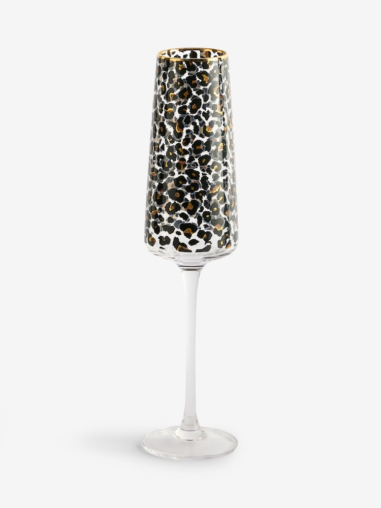Set of 4 Black Leopard Print Champagne Flutes - Image 3 of 3