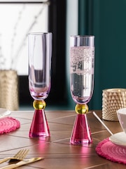 Set of 2 Multi Aubrie Bright Champagne Flutes - Image 2 of 3
