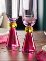 Set of 2 Multi Aubrie Bright Champagne Flutes - Image 3 of 3