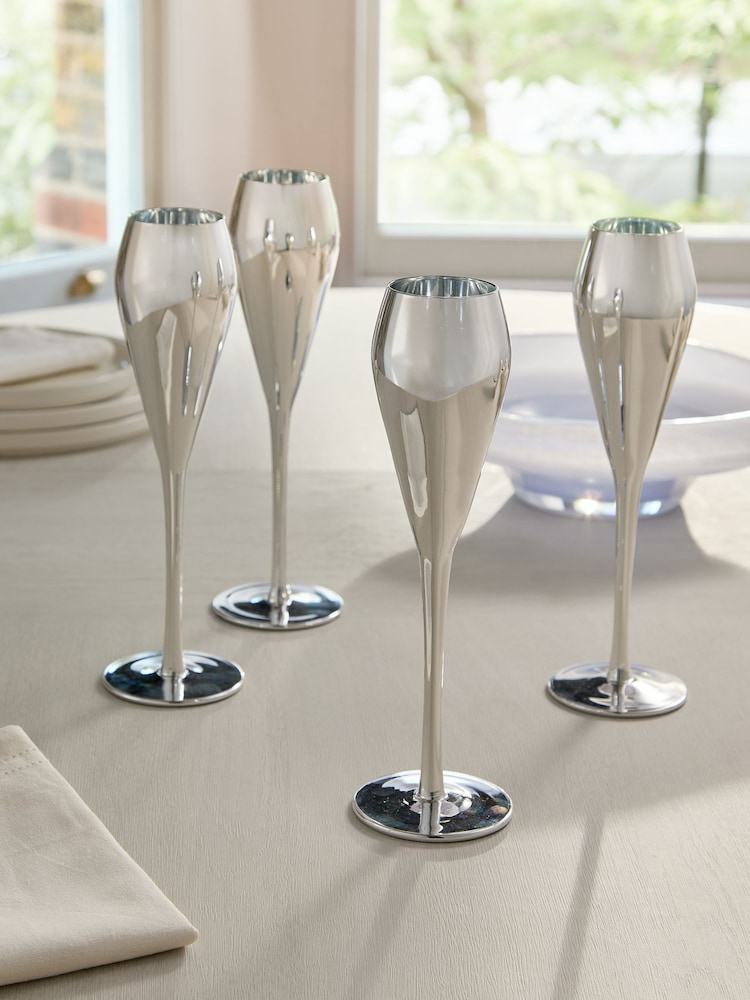 Set of 4 Silver Sloane Champagne Flutes - Image 1 of 3