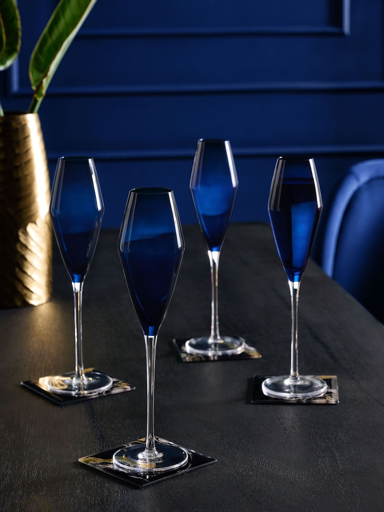 Navy Nova Set of 4 Prosecco Flute Glasses - Image 1 of 1