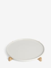 White Kya Platter with Wooden Stand - Image 3 of 6