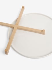 White Kya Platter with Wooden Stand - Image 6 of 6