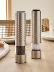 Set of 2 Silver Electric Steel Salt and Pepper Filled Grinder - Image 1 of 5