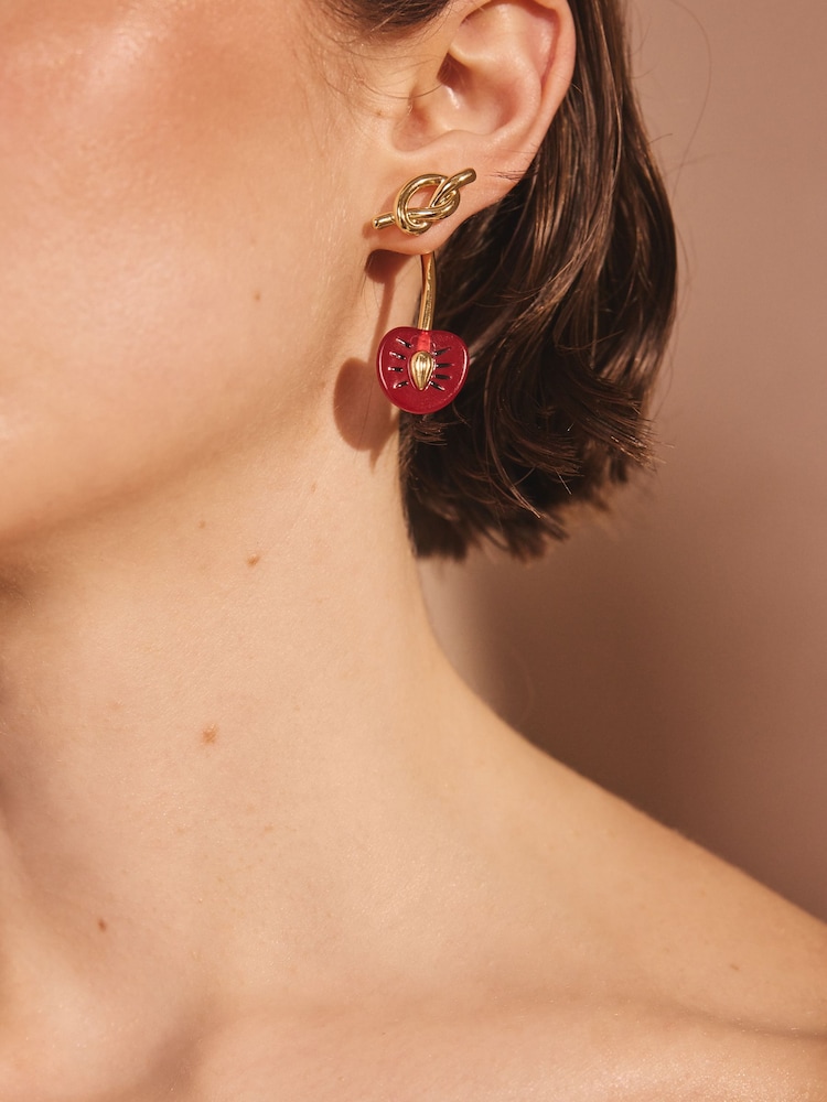 Cath Kidston Gold Tone Twisted Cherry Earrings - Image 2 of 8