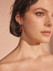 Cath Kidston Gold Tone Twisted Cherry Earrings - Image 3 of 8