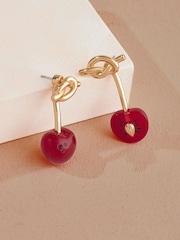 Cath Kidston Gold Tone Twisted Cherry Earrings - Image 6 of 8