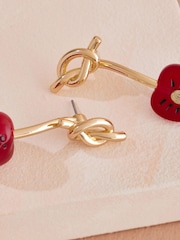 Cath Kidston Gold Tone Twisted Cherry Earrings - Image 7 of 8