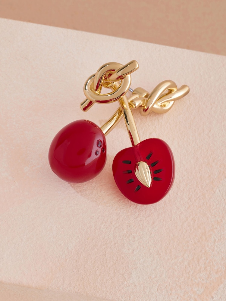 Cath Kidston Gold Tone Twisted Cherry Earrings - Image 8 of 8