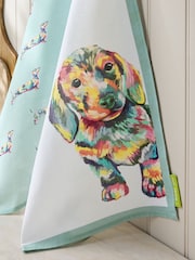 Set of 3 Teal Blue Sausage Dog Tea Towels - Image 3 of 4