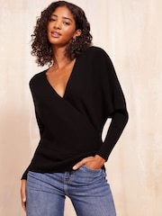 Friends Like These Black Ballet Wrap Top - Image 1 of 4