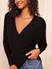 Friends Like These Black Ballet Wrap Top - Image 3 of 4