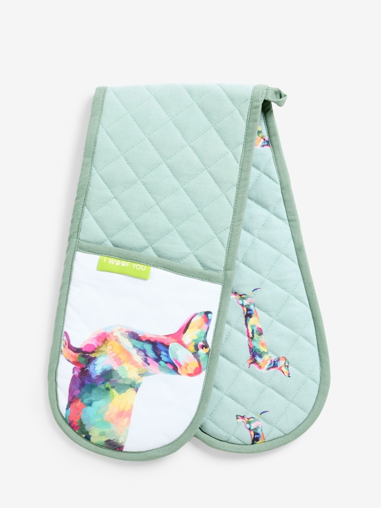Teal Blue Sausage Dog Oven Gloves - Image 2 of 5