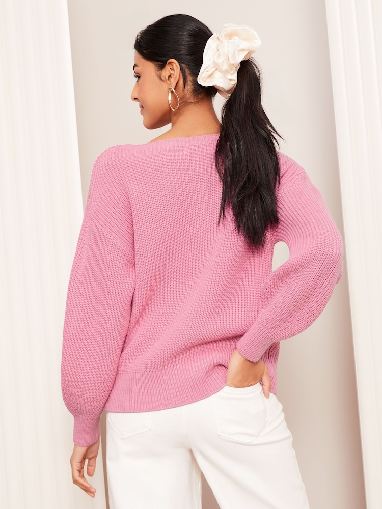 Friends Like These Pink Off The Shoulder Jumper - Image 4 of 4