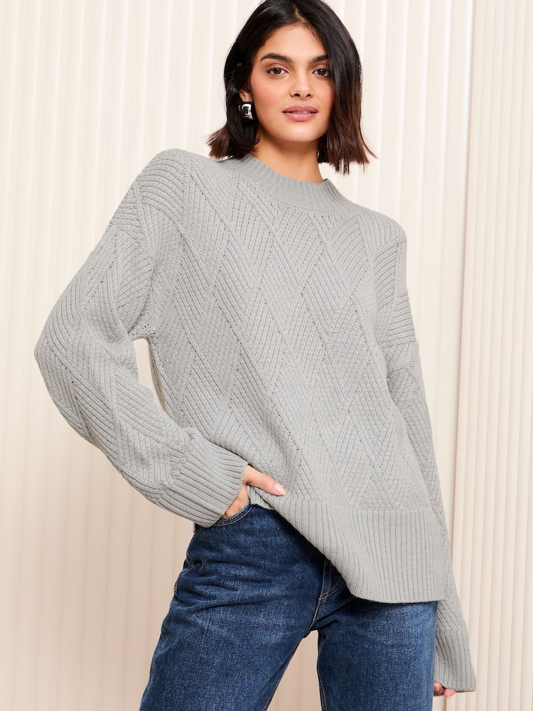 Friends Like These Grey Diamond Cable Jumper - Image 1 of 5