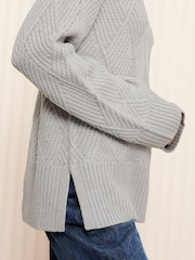 Friends Like These Grey Diamond Cable Jumper - Image 3 of 5