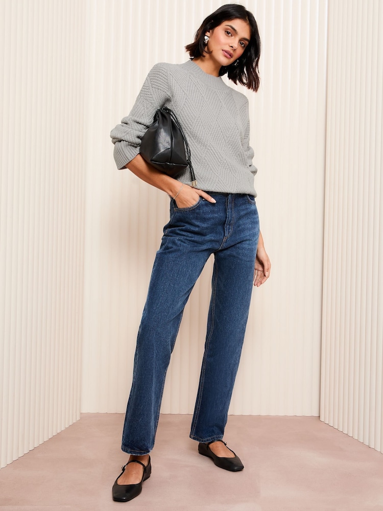 Friends Like These Grey Diamond Cable Jumper - Image 4 of 5