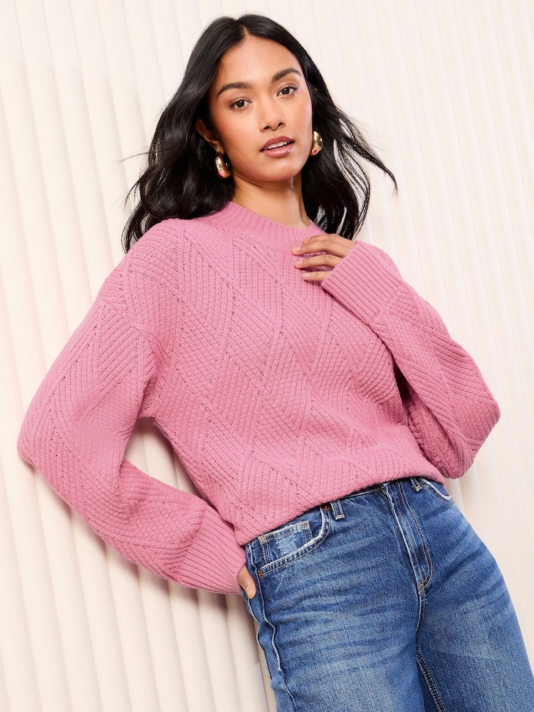 Friends Like These Pink Diamond Cable Jumper - Image 1 of 4