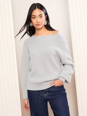 Friends Like These Grey Off The Shoulder Jumper - Image 1 of 5