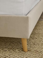 Soft Velvet Pebble Matson Wooden Bed Frame - Image 6 of 8
