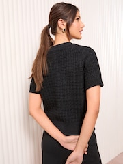Friends Like These Black Short Sleeve Cardigan - Image 4 of 4