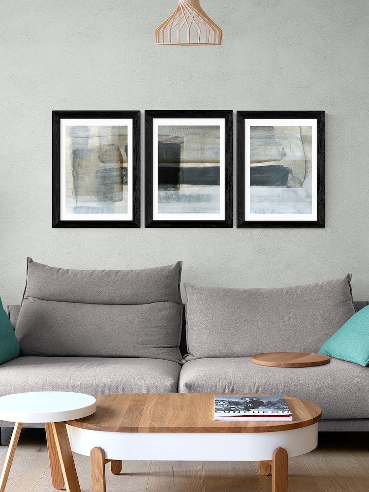 East End Prints Black Tonal Triptych by Dan Hobday - Image 1 of 2