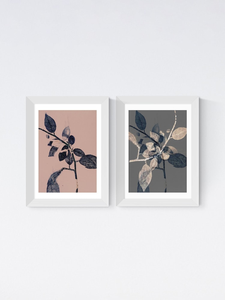 East End Prints White Branching Diptych by Herald Black - Image 2 of 2