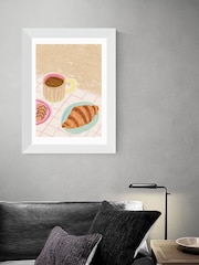 East End Prints White Coffee and Croissant Beige Blush by Kartika Paramita - Image 1 of 3