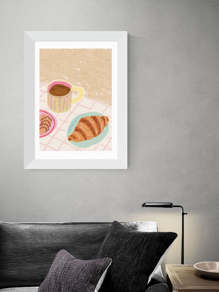 East End Prints White Coffee and Croissant Beige Blush by Kartika Paramita - Image 1 of 3