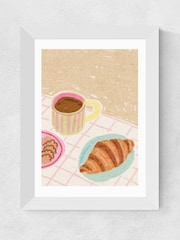 East End Prints White Coffee and Croissant Beige Blush by Kartika Paramita - Image 2 of 3