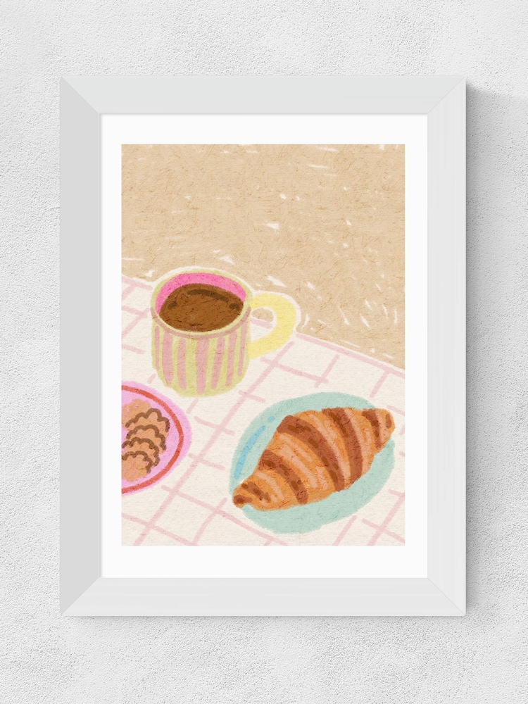 East End Prints White Coffee and Croissant Beige Blush by Kartika Paramita - Image 2 of 3