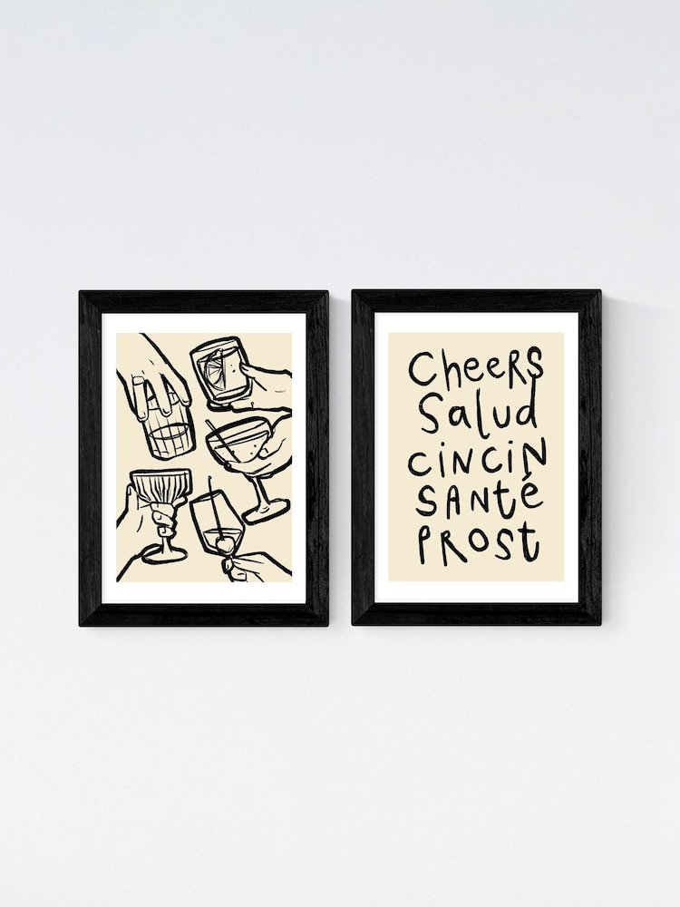 East End Prints Black Cheers Monochrome Twin Set by Simply Extra Jordinary - Image 2 of 2