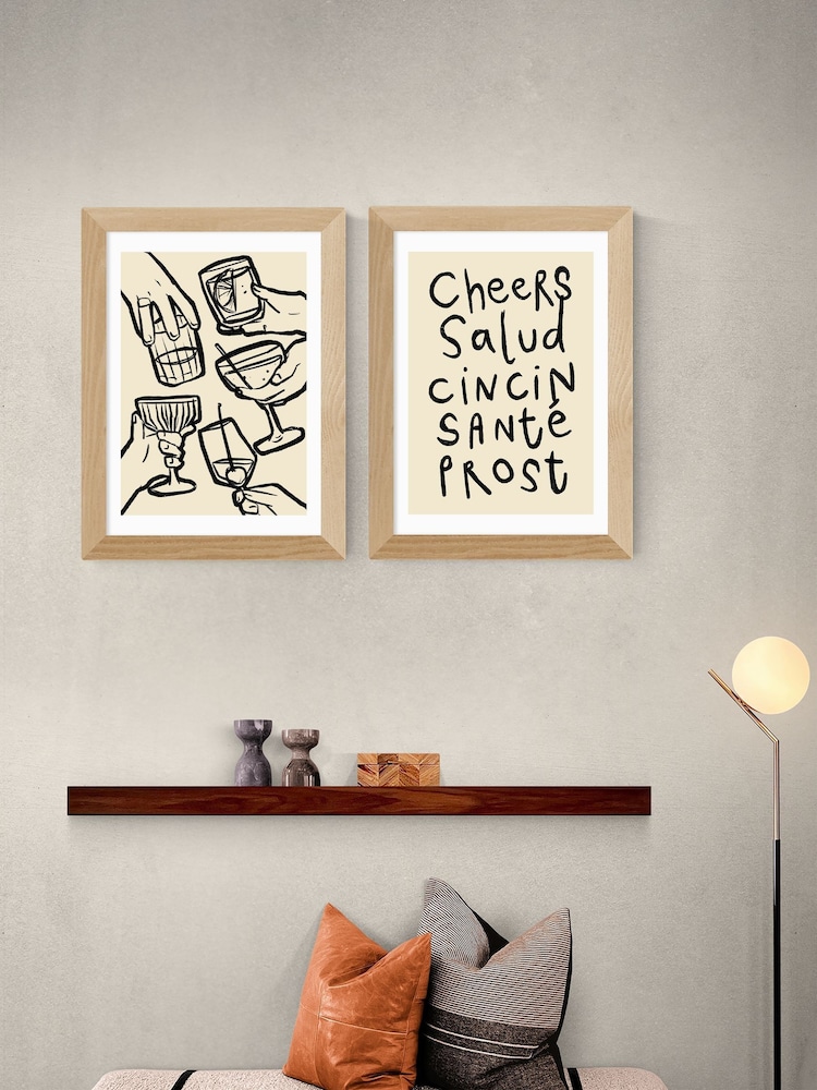 East End Prints Oak Cheers Monochrome Twin Set by Simply Extra Jordinary - Image 1 of 2