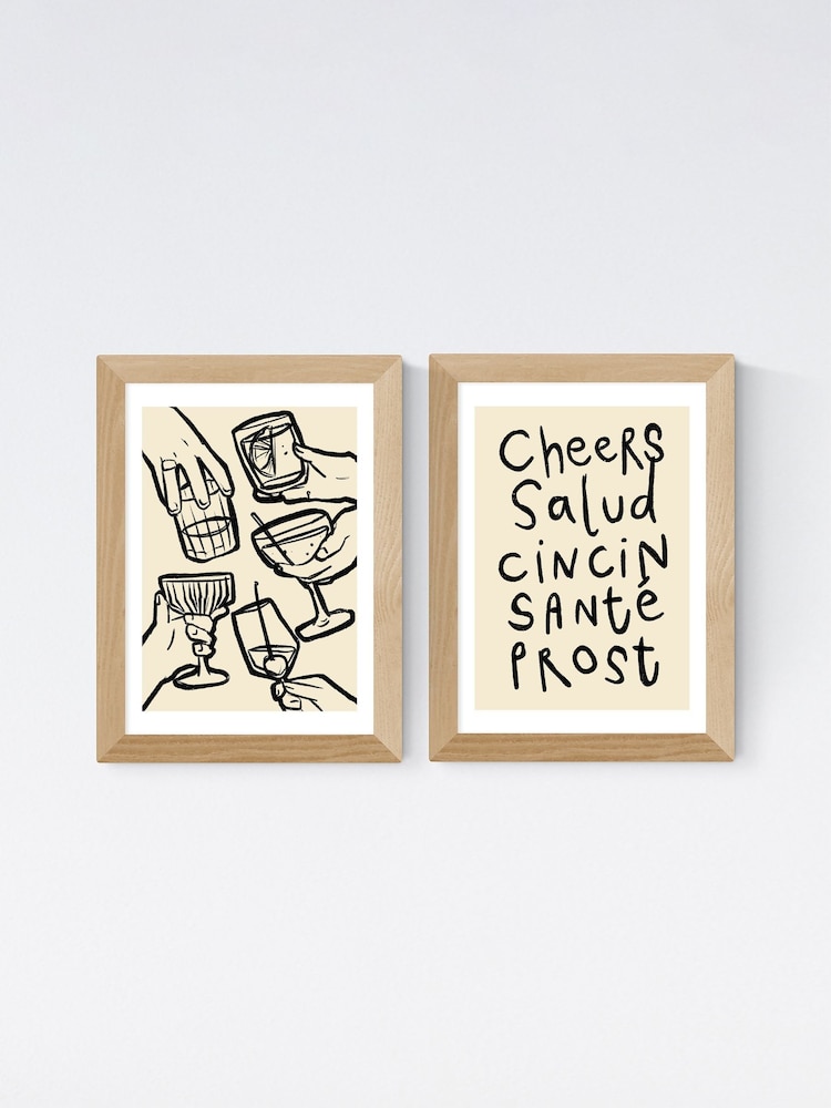 East End Prints Oak Cheers Monochrome Twin Set by Simply Extra Jordinary - Image 2 of 2