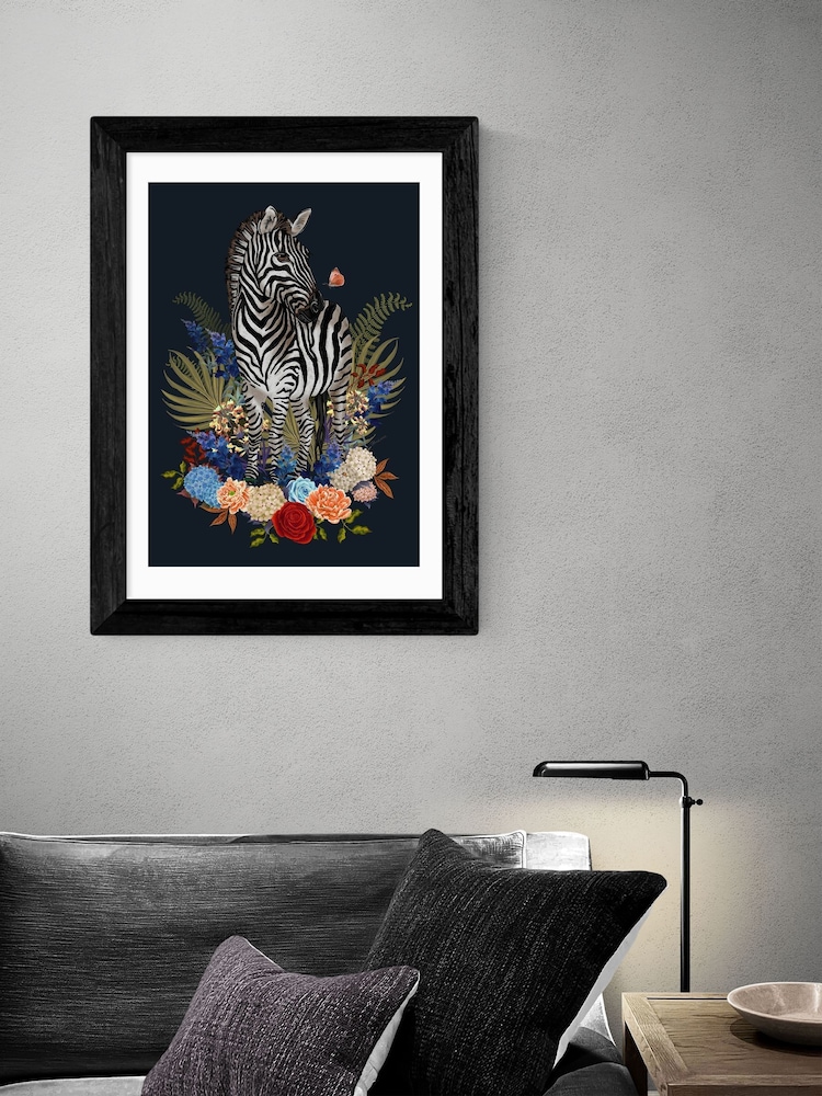 East End Prints Black Zebra Floral by Becca Who - Image 1 of 3