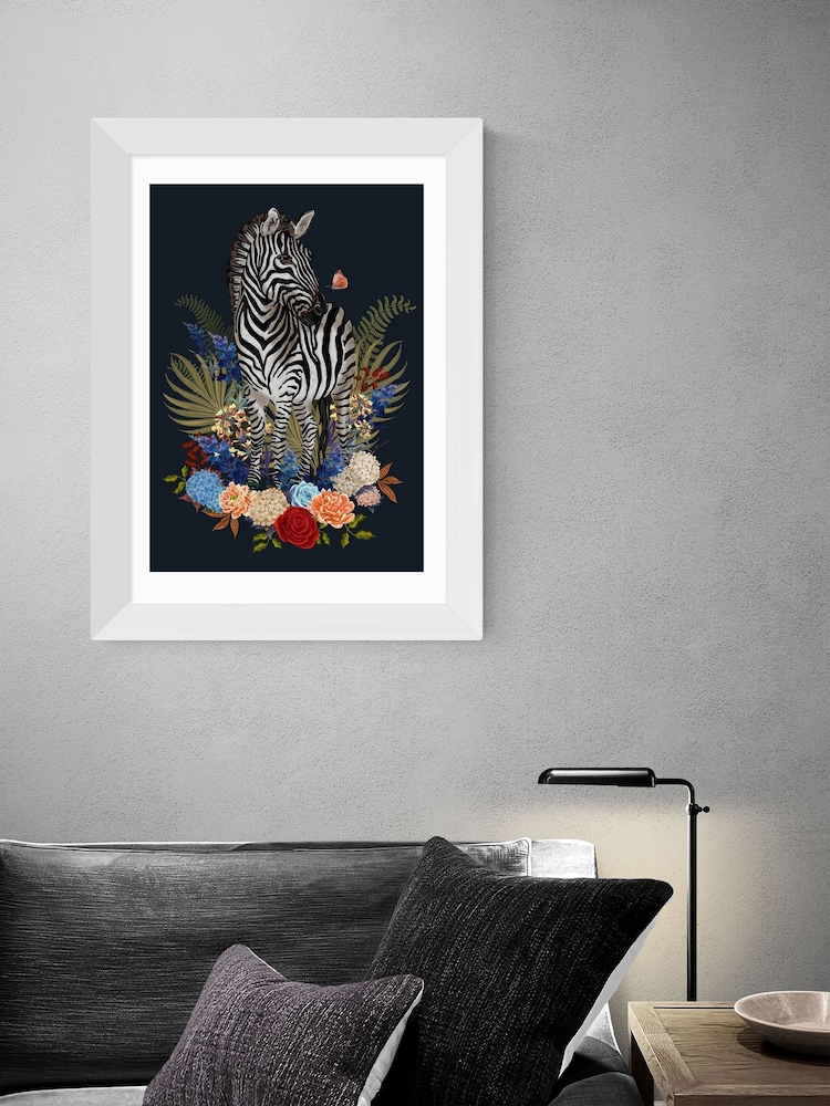 East End Prints White Zebra Floral by Becca Who - Image 1 of 3