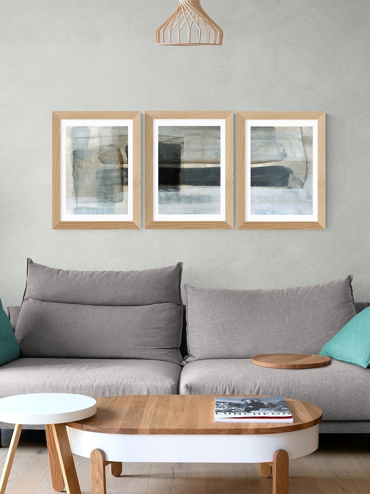 East End Prints Oak Tonal Triptych by Dan Hobday - Image 1 of 2