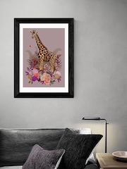 East End Prints Black Giraffe Floral Pink by Becca Who - Image 1 of 3